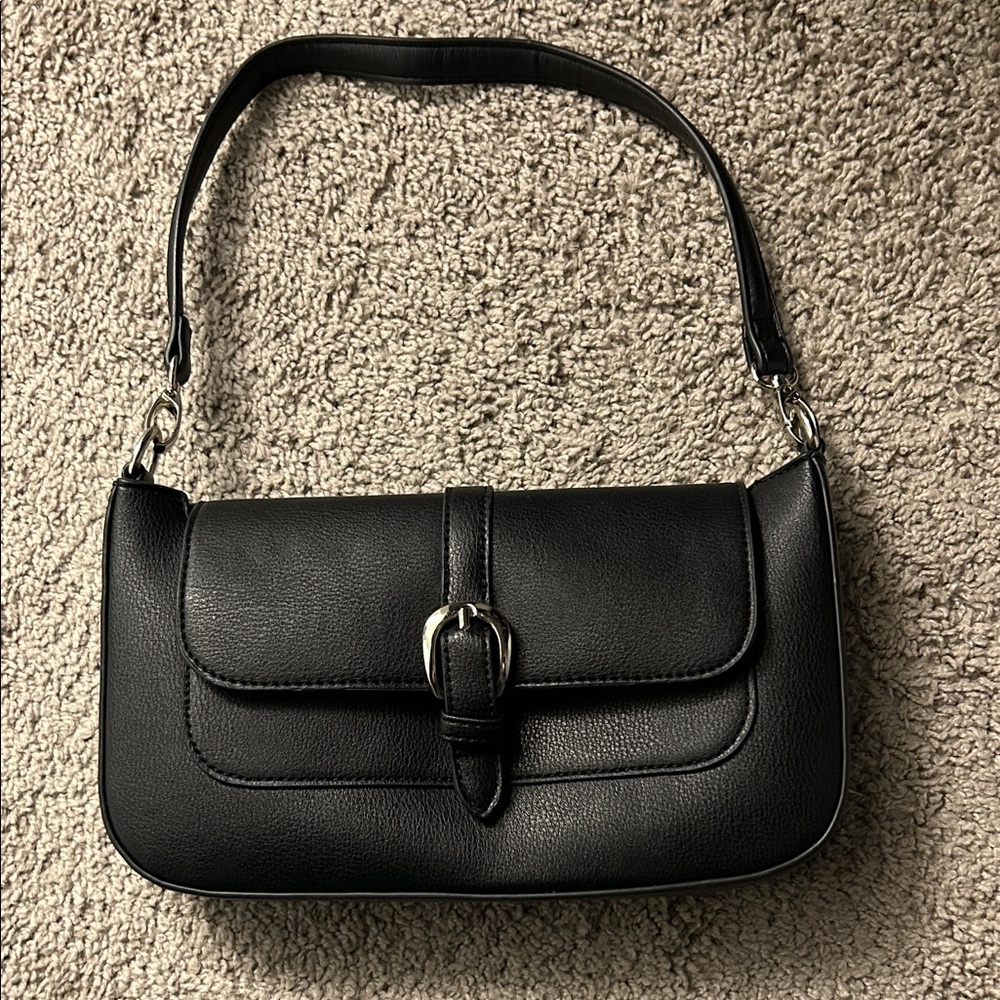 Madden Girl Black Shoulder Bag with Silver Buckle